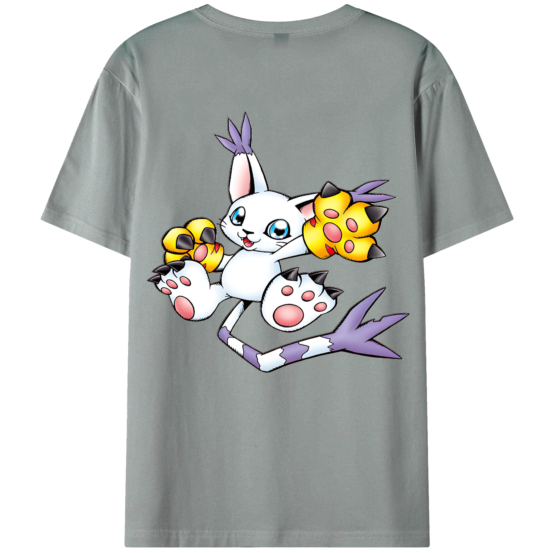 （画像用） Digimon デジタルモンスター/デジモン 綿100％ メンズ半袖Tシャツ（バックプリント） 通気性